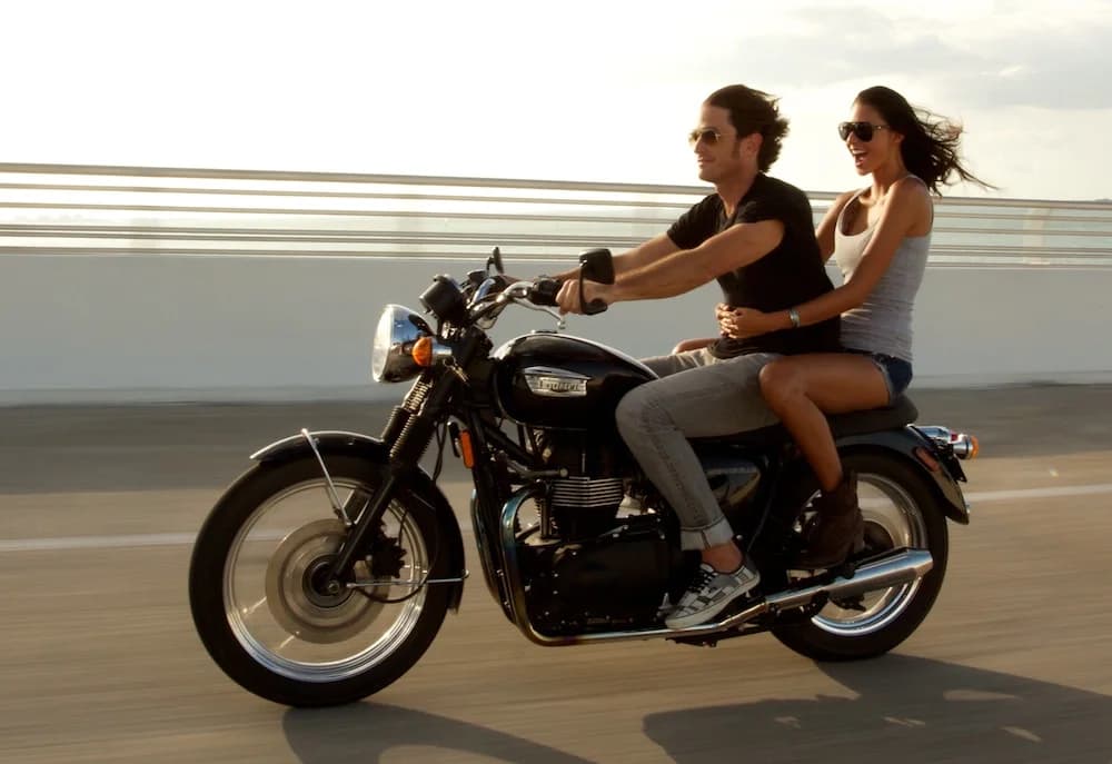 Zach and Natazha McDuffie on a Triumph
